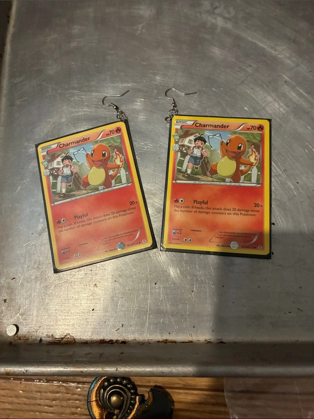 Charmander Pokémon Card Earrings - Orange Kids Jewelry